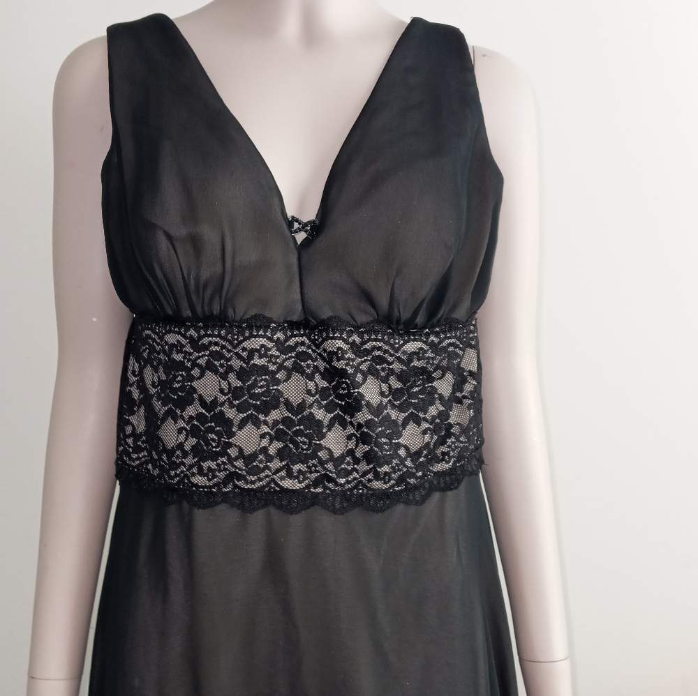 Connected apparel Black and nude gown size 16 vintage - Picture 2 of 7